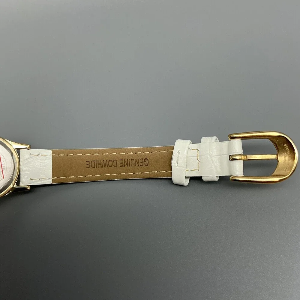 Ecclissi Facets Womens Watch 24mm MOP Dial Gold Tone Leather Diamond New Battery